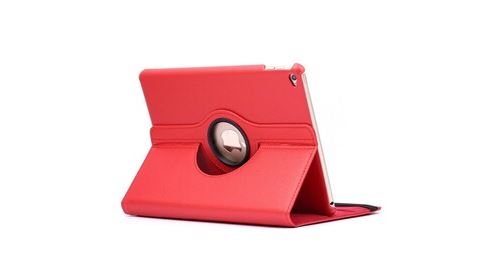 Smart cover rouge pour ipad air 2 360 degrés de rotation litchi texture flip étui en cuir avec 2 supports d'engrenages