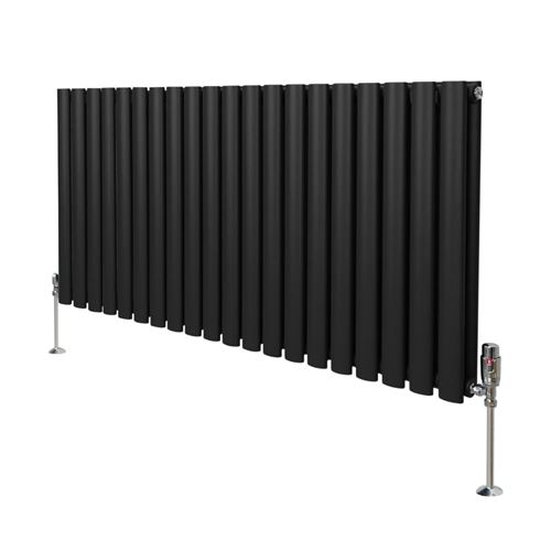 Monstershop Oval Column Radiator & Valves - 600mm x 1200mm – Black