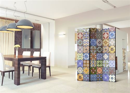 Paravent 3 volets - Paravent: Mosaïque colorée .Taille : 135x172