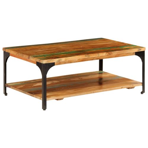 Non Communiqué Brun Table Basse Et Étagère 100X60x35 Cm Bois De Récupération Solide