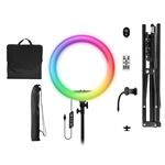 T'nb - Pack Ring Light avec LED RGB, 6 couleurs personnalisables, avec trépied pour studio