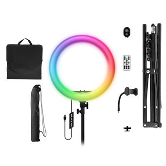 T'nb - Pack Ring Light avec LED RGB, 6 couleurs personnalisables, avec trépied pour studio