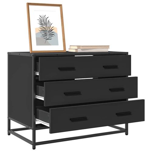 Armoire à tiroirs noir 70x41x56 cm bois d ingénierie