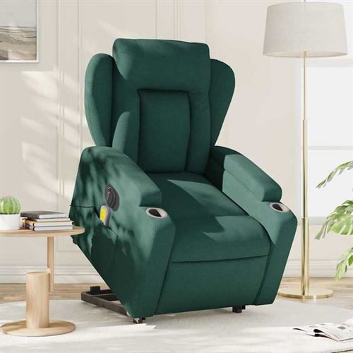 Non Communiqué Vert Vidaxl Fauteuil De Relaxation, Massage, Inclinable Électrique Réglable Tissu Foncé