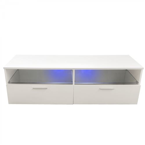 Buffet meuble TV Sieno - meuble média game setup - éclairage LED - blanc