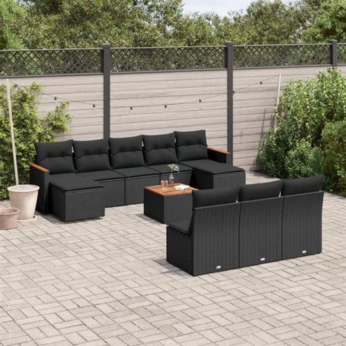 Non Communiqué Noir Vidaxl Salon De Jardin Avec Coussins 11 Pcs, Canapés De Terrasse, Ensemble De Meubles De Patio, Mobilier D'extérieur, 3258793
