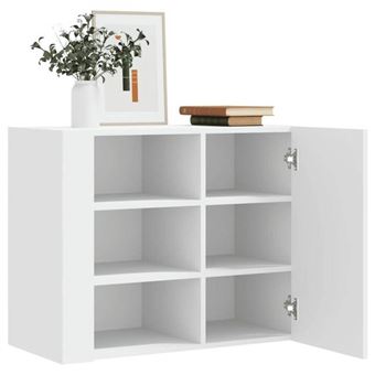 vidaXL Armoire murale blanc 75x35x60 cm bois d'ingénierie, armoire suspendue, placard mural, armoire de salle de bain 848423 - 1