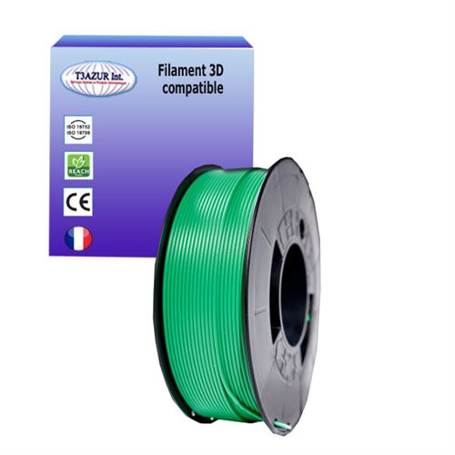 Filament d'imprimante PLA 3D - Diamètre 1.75mm - Bobine 1kg - Couleur Vert - T3AZUR