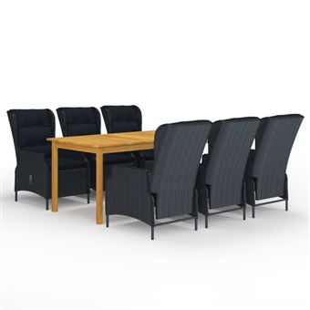vidaXL Ensemble à manger de jardin 7 pcs Gris foncé - 1