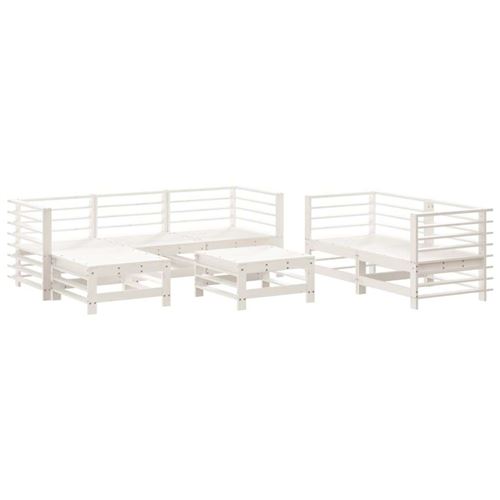 Non Communiqué Blanc Salon De Jardin Modulable Vidaxl Bois Massif 5 Personnes 7 Pieces