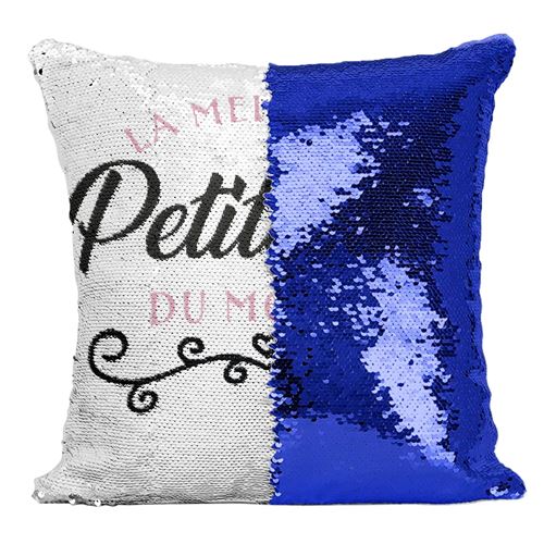 Fabulous Coussin avec Housse Sequin - Paillettes Bleu La Meilleure Petite Fille du Monde [40 x 40 cm]