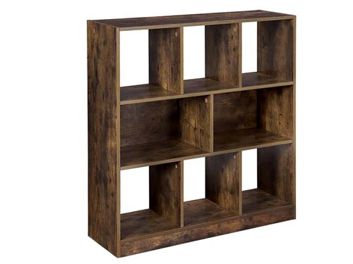 Non Communiqué Marron Bibliothèque En Bois Avec Cubes Ouverts Et Étagères - 86 X 28 X 94.5 Cm - Rustique - Image 1