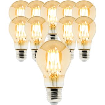 Zenitech - Lot de 10 ampoules déco filament LED ambrée 4W E27 2500K - 1