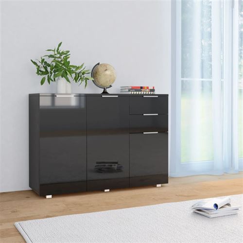 vidaXL Buffet Noir brillant 107 x 35 x 76 cm