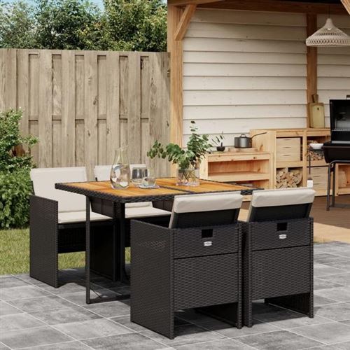 Non Communiqué Noir Vidaxl Ensemble À Manger De Jardin Coussins 5Pcs Résine Tressée 3277670