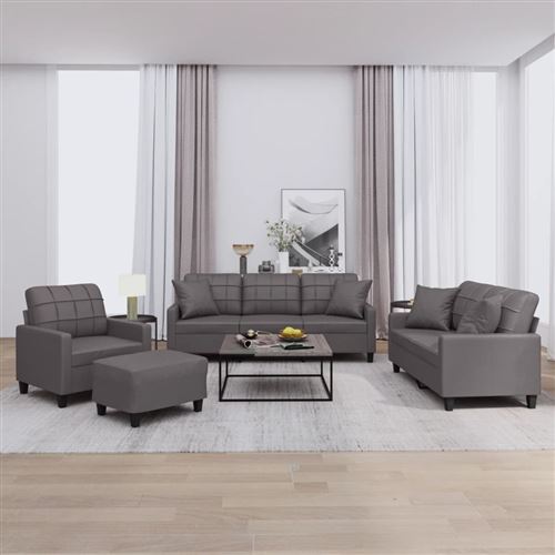 Non Communiqué Gris Vidaxl Ensemble De Canapés 4 Pcs Avec Coussins Similicuir