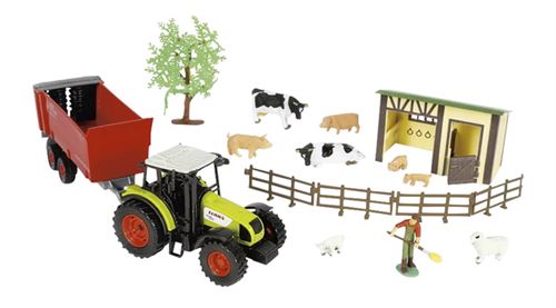 Starlux Coffret Agriculture Tracteur Claas Avec Remorque Fermier Et Animaux De La Ferme