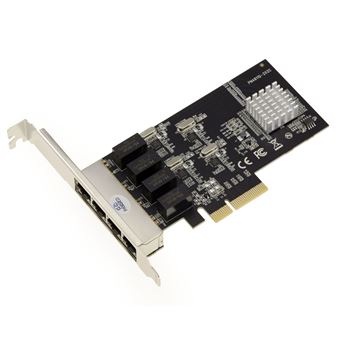 Carte Réseau 4 Ports Gigabit Ethernet PCIe X4 Intel I350-T4 - Idéale Pour Serveur Et PC Bureau