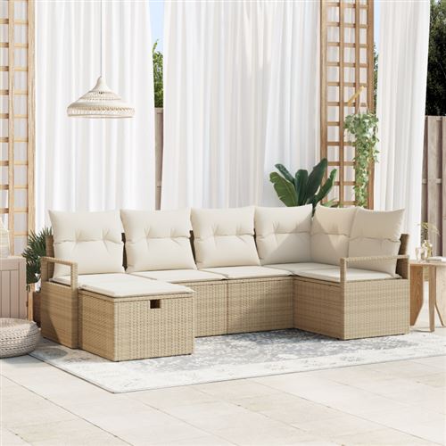 Non Communiqué Beige Salon De Jardin Modulable Vidaxl Rotin 6 Pieces 2 Personnes