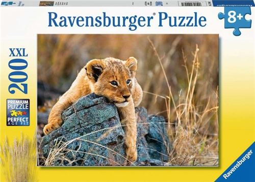 Puzzle xxl 200 pieces lionceau dans la savane - enfant collection animaux sauvages - ravensburger- lion