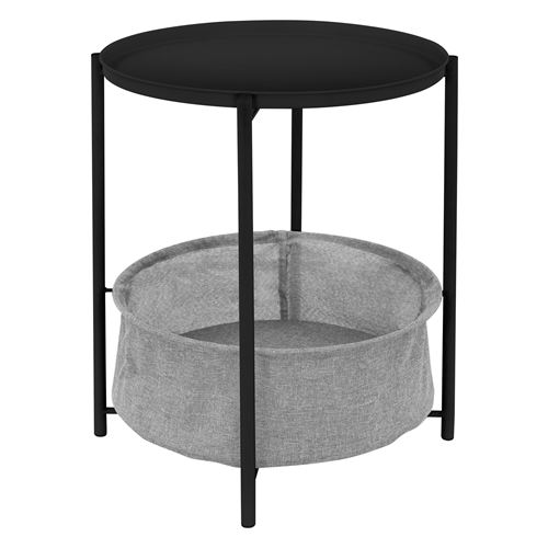 Non Renseigné Noir Ml-Design Table D'appoint Rond Ø43 Cm X H51 Cm En Métal Avec Panier De Rangement En Tissu Plateau Amovible Design Moderne Bout De Canapé Petite - Image 3
