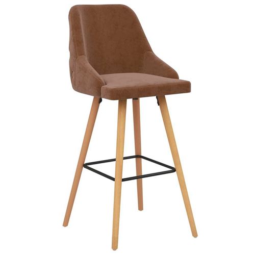 vidaXL Tabourets de bar 2 pcs Marron Velours