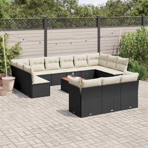 Non Communiqué Noir Salon De Jardin Modulable Vidaxl Resine Tressee 12 Personnes 62 X 62 X 69 Cm 14 Pieces
