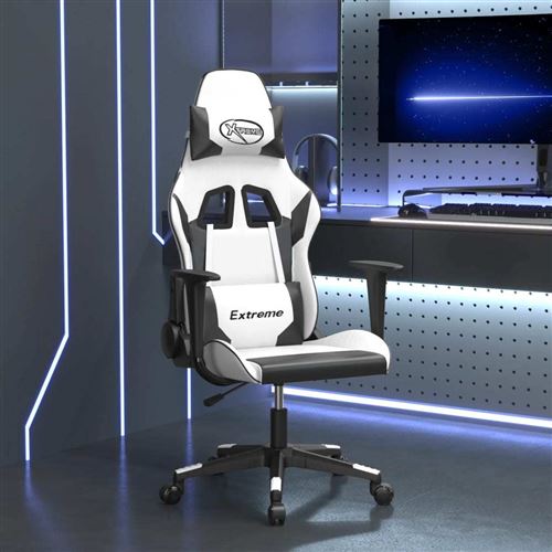 Chaise gaming de massage Blanc et noir SimilicuirChaise Gamer Si&egrave;ge Gaming Fauteuil Gamer 