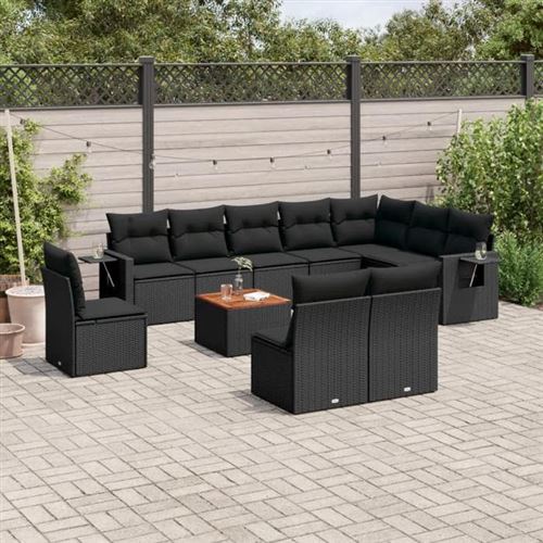 Vidaxl - Set Divani Da Giardino 11 Pz Con Cuscini In Polyrattan Nero