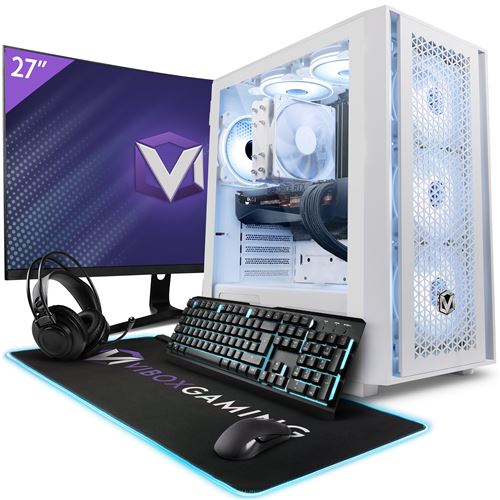 Vibox X-44 PC Gamer - 27" Écran Pack - Intel i9 13900KF Processeur 5.8GHz - Nvidia RTX 3070 Ti 8Go - 32Go RAM - 1To NVMe M.2 SSD - 850W PSU - Windows 11 - WiFi