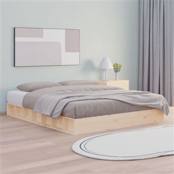 Cadre de lit sans matelas 140x200 cm bois massif - 1