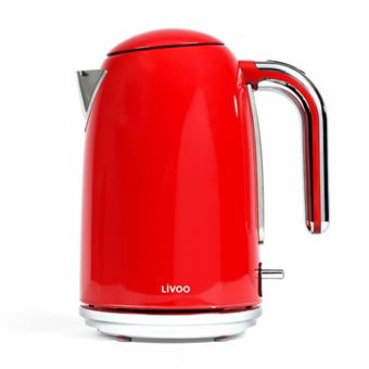 Bouilloire rétro 1,7 L - LIVOO DOD180R - ROOUGE - Puissance de 2200 W - Filtre anticalcaire amovible - Socle pivotant 360° - 1