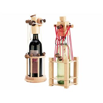 Zederello Puzzle De Bouteille En Bois – Casse-tête Coffre-fort Pour Vin Et Champagne – Taille Réglable Jusqu'à 8,5 Cm – Cadeau Original Adulte