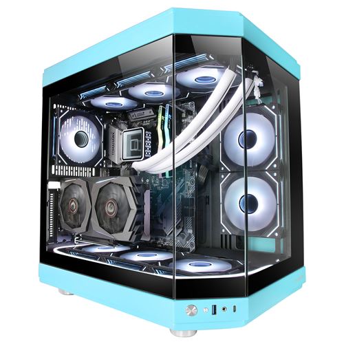 Mars Gaming MC-3T, Caja Gaming Custom ATX, Triple Ventana Cristal Templado Continuo, Soporte Refrigeración Líquida Completo, Cámara Dual Lateral, 3x Slots PCI Verticales, USB-C y USB 3.0, Caja PC