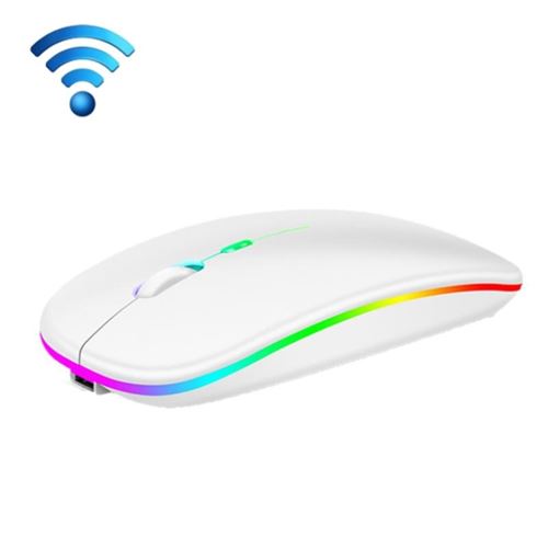 Non Communiqué Gris Souris Sans Fil Rgb Bluetooth Silencieuse Ergonomique Rechargeable Avec 3 Boutons Blanc Yonis