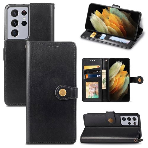 MPFRANCE Housse pour Samsung Galaxy S21 Ultra Noir [Porte Carte, etui portefeuille, boucle]
