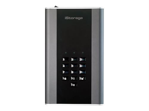 iStorage diskAshur DT 2 - Vaste schijf - gecodeerd - 14 TB - extern (draagbaar) - USB 3.1 - FIPS 140-2 Level 3, FIPS 197, 256-bit AES-XTS - grafiet
