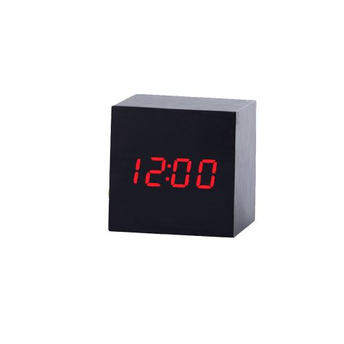 Nouveau Led Numérique en Bois Moderne en Bois Bureau Réveil Thermomètre Calendrier Minuterie Noir PL199