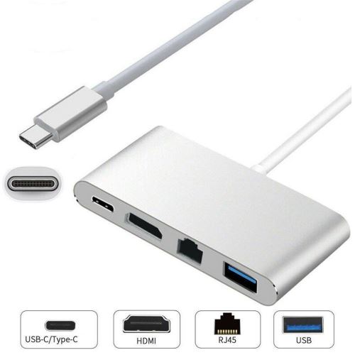 USB 3.1 de type C Hub HDMI 4K + RJ45 Gigabit Ethernet + USB 3.0 Adaptateur USB-C HDMI Pealer283