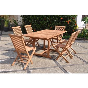 Kajang Salon De Jardin Teck Massif 6 Personnes Table Rectangle