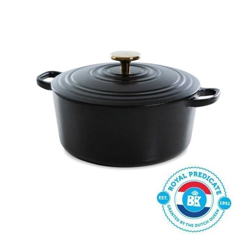 Bk Cookware H6079.524 Bk Bourgogne Cocotte En Fonte - Ronde - 24 Cm - 4.2l - Revetement Emaille - Couvercle Avec Anneaux