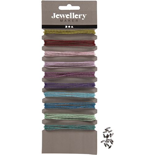 Creotime chaînes à boules 10 pièces 80 cm multicolores 1,5 mm