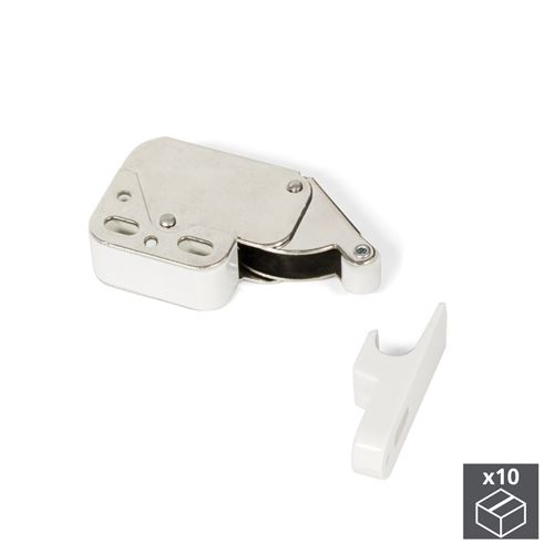 Emuca Fermeture pour meubles, Acier et plastique, Blanc, 10 ut.