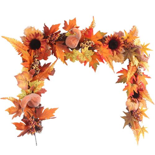 1.7M Led Lighted D'Automne D'Automne de Citrouille Feuilles D'Érable Garland Décor Thanksgiving JJZM1154