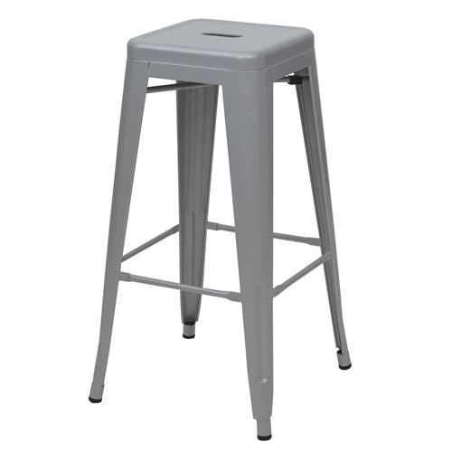 Mendler 4X Tabouret de Bar HWC-A73, Chaise de comptoir, m&eacute;tal, empilable, Design Industriel - Gris
