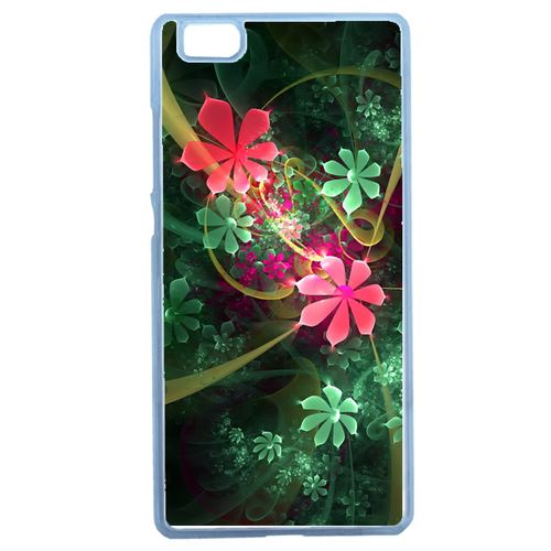 Coque Abstrait Fleur Verte Compatible Huawei Ascend P8 Lite Transparent