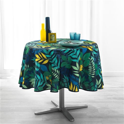 Nappe ronde (0) 180 cm anti tache imprime palma Marine