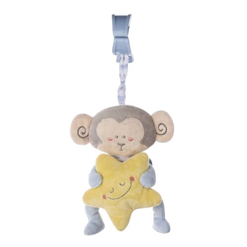 Saro figure suspendue avec hochet et singe bleu vibrant