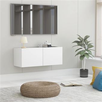 Meuble TV Blanc 80x30x30 cm Bois d ingénierie - 1