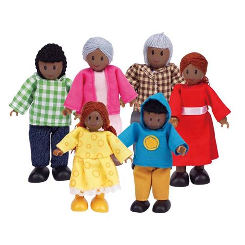 Hape famille de poupées afro-américaines 6-pièces
